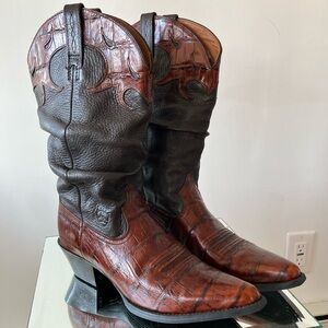 VTG Ariat Croc Slouch Cowgirl Cowboy Boots Perfect 8B Like New Soft Supple Clean